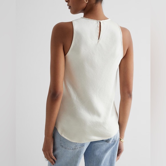*NWT* XS Satin Swan White Crew Neck Tank - Picture 4 of 5
